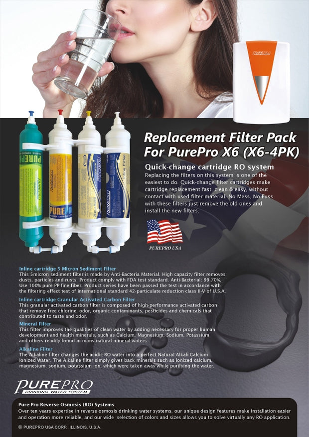 PUREPRO® X6-4PK Original Replacement Filter Set For PurePro X6 Quick-Change RO System