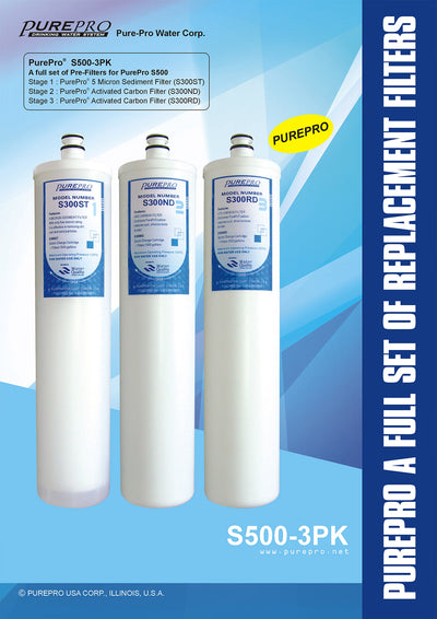 PurePro® S500 / S500-M / S500-MUV – Original Pre-Filters (Stage 1–3) Replacement Set