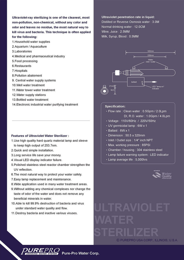 PurePro® UV-C Ultraviolet Water Sterilizer