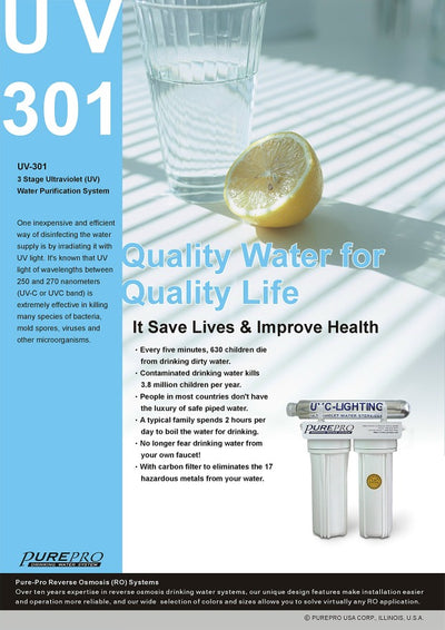 PurePro UV-301 – 3 Stage Ultraviolet (UV) Water Purification System