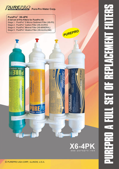 PUREPRO® X6-4PK Original Replacement Filter Set For PurePro X6 Quick-Change RO System