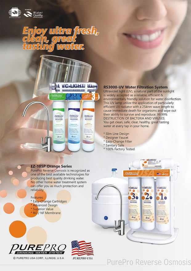 PurePro® USA Reverse Osmosis Water Filter System EZ-105 Orange Series