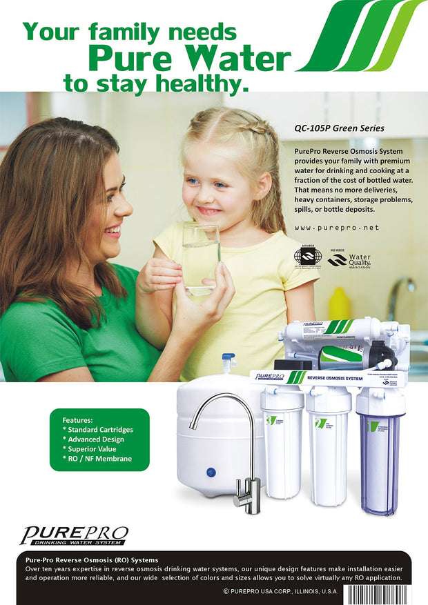 PurePro® USA Reverse Osmosis Water Filter System QC-105P Green Series