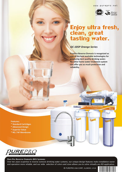 PurePro® USA Reverse Osmosis Water Filter System QC-105P Orange Series