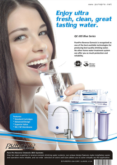 PurePro® USA Reverse Osmosis Water Filter System QC-105 Blue Series