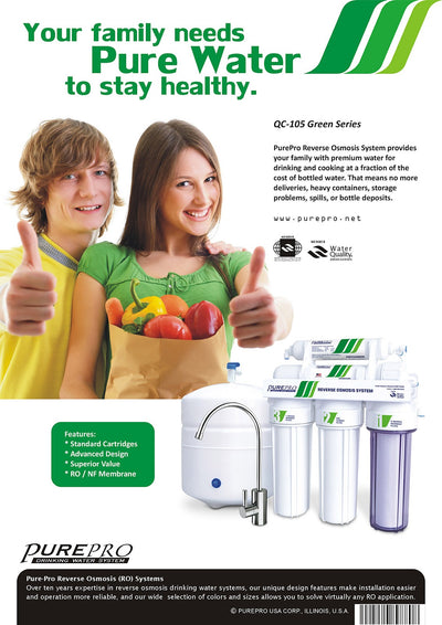 PurePro® USA Reverse Osmosis Water Filter System QC-105 Green Series