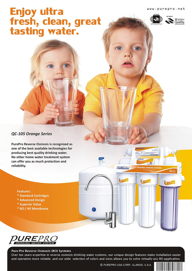 PurePro® USA Reverse Osmosis Water Filter System QC-105 Orange Series