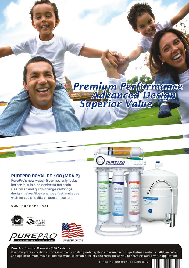 PurePro® USA 8 Stage Alkaline RO Water Filtration System RS-108