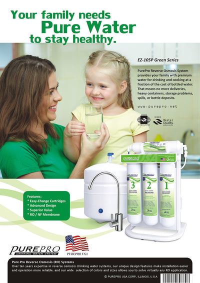 PurePro® USA Reverse Osmosis Water Filter System EZ-105P Green Series