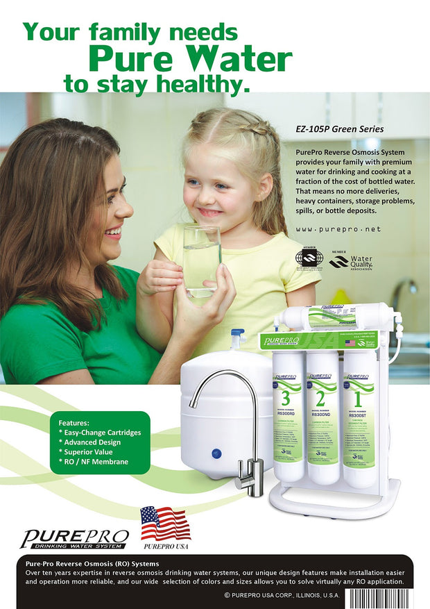 PurePro® USA Reverse Osmosis Water Filter System EZ-105 Green Series