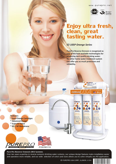 PurePro® USA Reverse Osmosis Water Filter System EZ-105P Orange Series