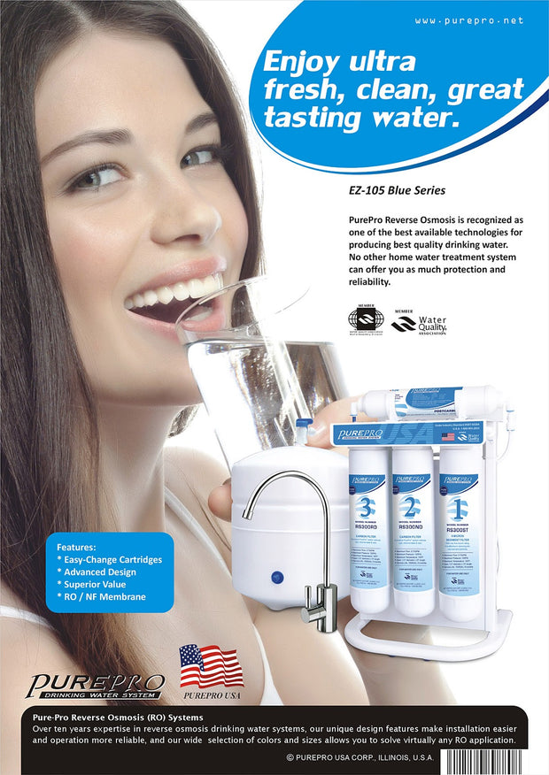 PurePro® USA Reverse Osmosis Water Filter System EZ-105P Blue Series